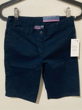 NEW Nautica School Uniform size 10 Regular Skinny Bermuda Shorts Navy NO Pockets